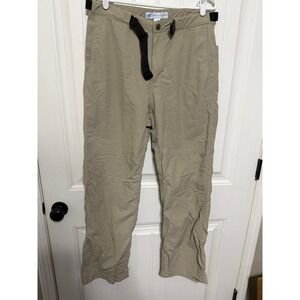 Eastern Mountain Sports Hiking Pants Mens 34 Tan Belted Lightweight Nylon EUC
